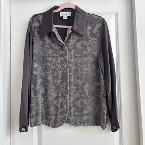 Diane Von Furstenberg Gray Silk Assets
Long Sleeve Velvet Blouse Sz M Floral